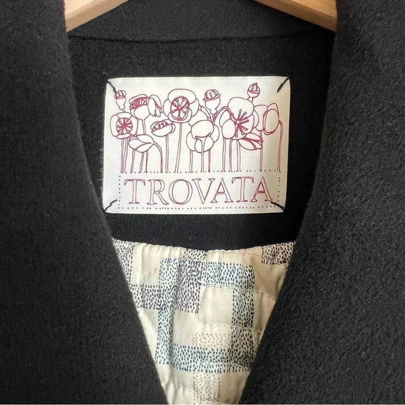 Travota Wool Blend Embroidered Black Waist Jacket With Quilted Lining Size MED - Picture 13 of 13